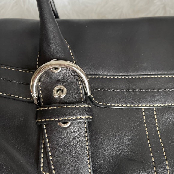 Coach Horton Black Leather Satchel Shoulder Purse - Picture 2 of 11